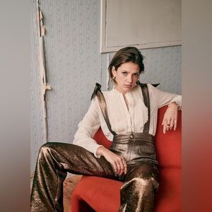 Sezane Metallic Bronze Pants Size 36 BNWOT